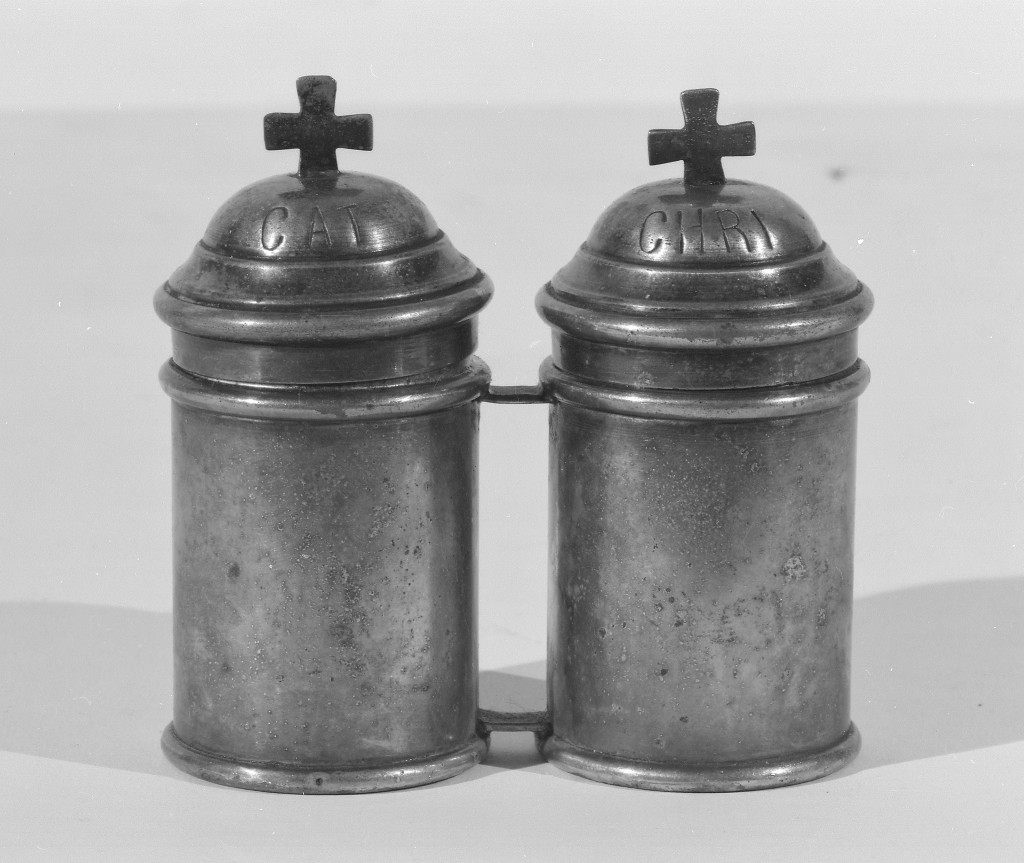 vasetti per oli santi, serie - manifattura Italia settentrionale (prima metà sec. XIX)