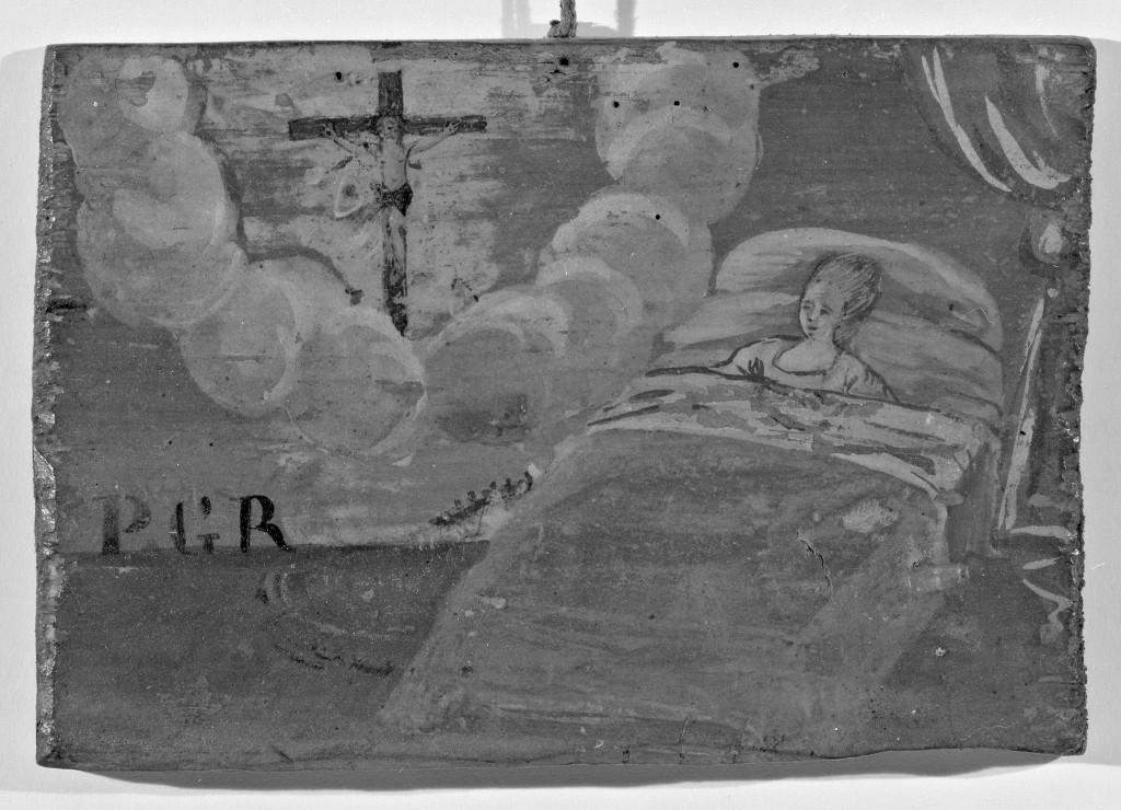 scena di grazia ricevuta (ex voto) - manifattura modenese (seconda metà sec. XVIII)