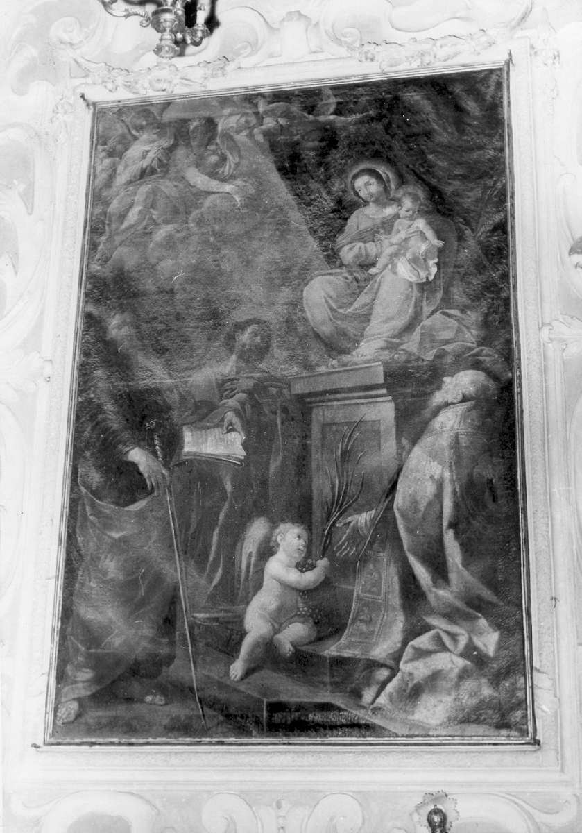 Madonna con Bambino con San Pietro San Paolo e Santo Vescovo (dipinto) - ambito bolognese (metà sec. XVIII)