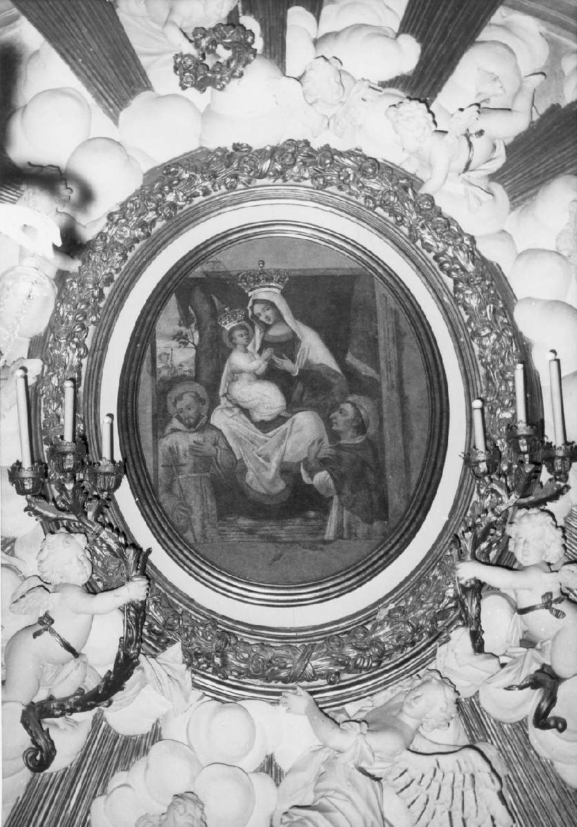 Madonna con Bambino con San Francesco e San Carlo Borromeo (dipinto) di Padovani Damiano (sec. XVII)