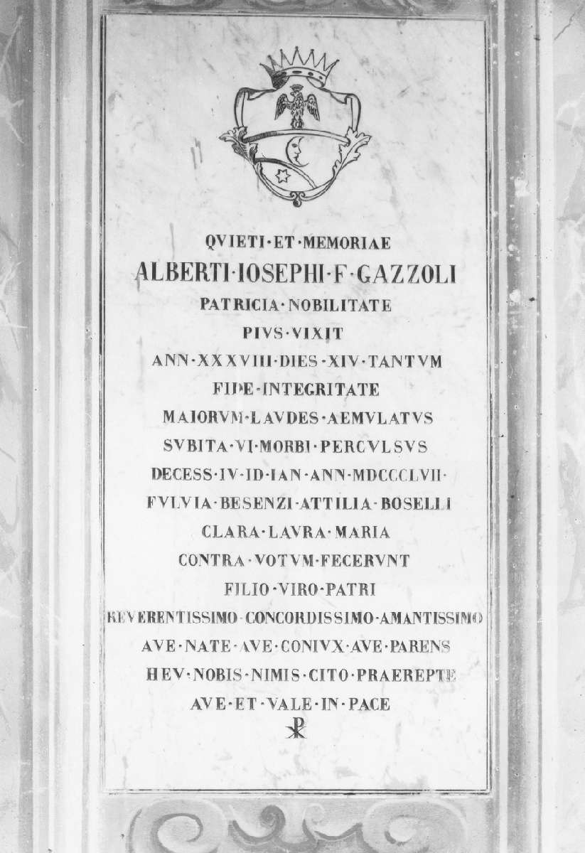 lapide commemorativa - manifattura modenese (seconda metà sec. XIX)