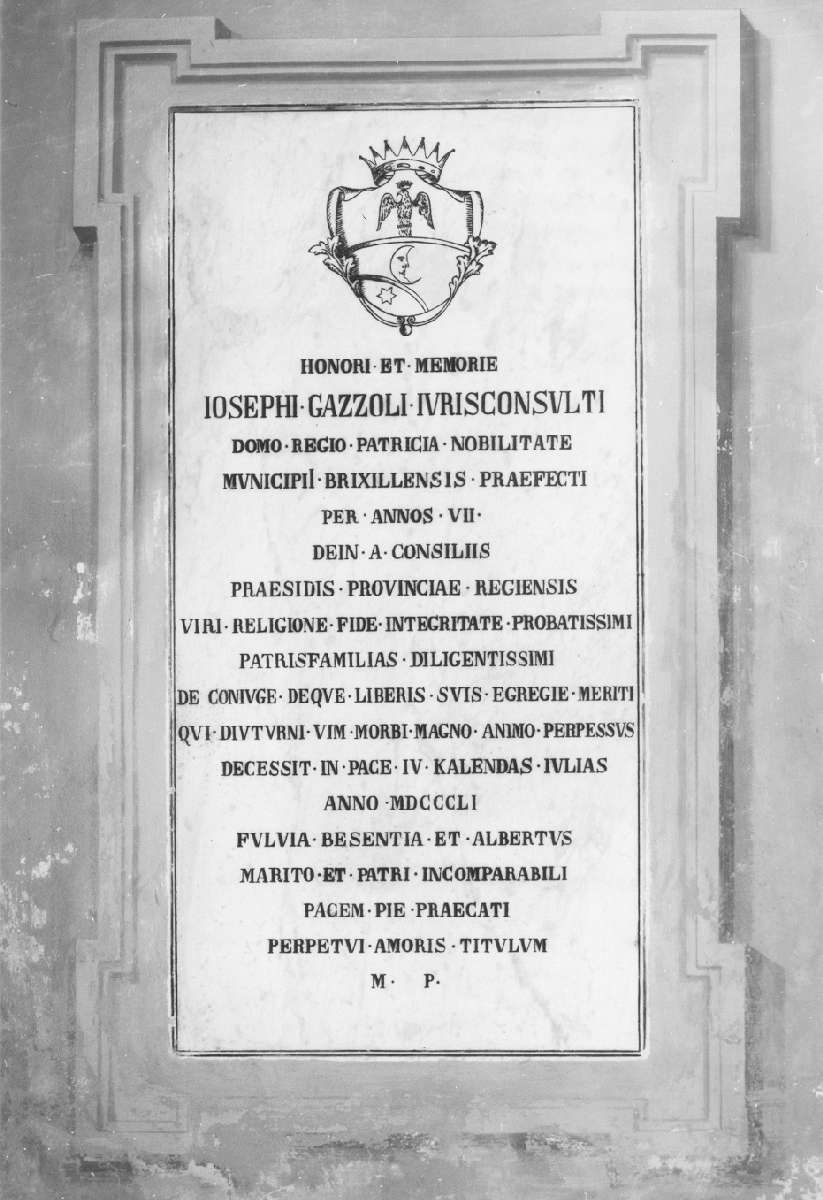 lapide commemorativa - manifattura modenese (metà sec. XIX)