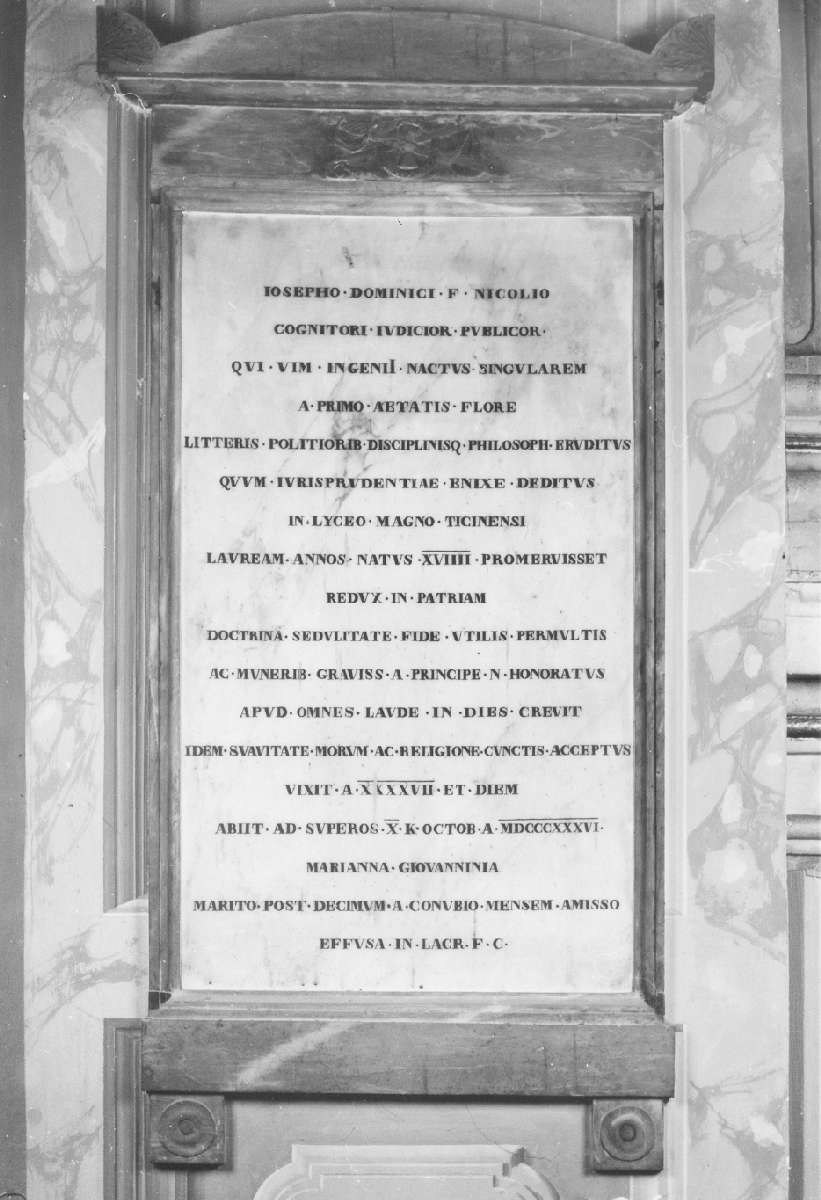 lapide commemorativa - manifattura emiliana (secondo quarto sec. XIX)