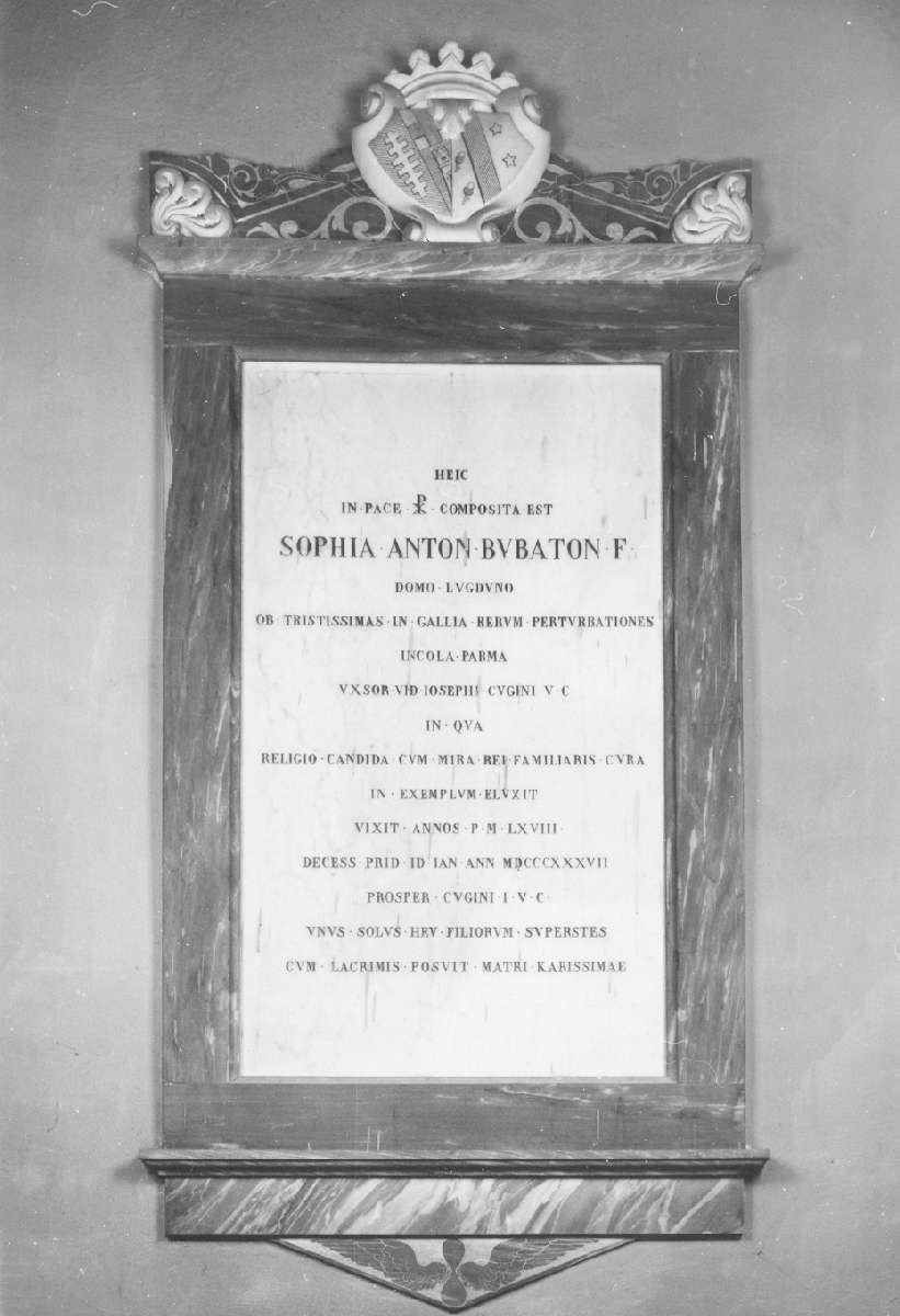 lapide commemorativa - manifattura emiliana (secondo quarto sec. XIX)