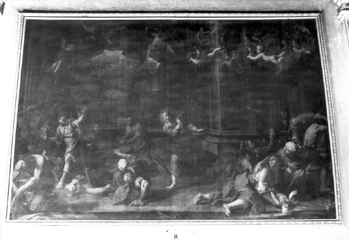 Gesù caccia i mercanti dal tempio (dipinto) di Talami Orazio (sec. XVII)