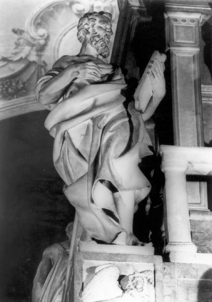 San Marco Evangelista (rilievo, frammento) di Spani Bartolomeo (inizio sec. XVI)