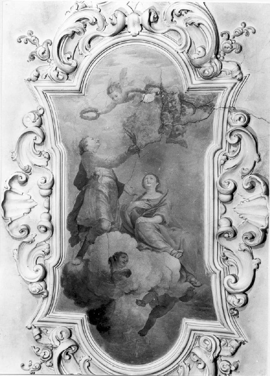 San Grisante e Santa Daria in gloria (decorazione) di Bensa Carlo (scuola) (metà sec. XVIII)
