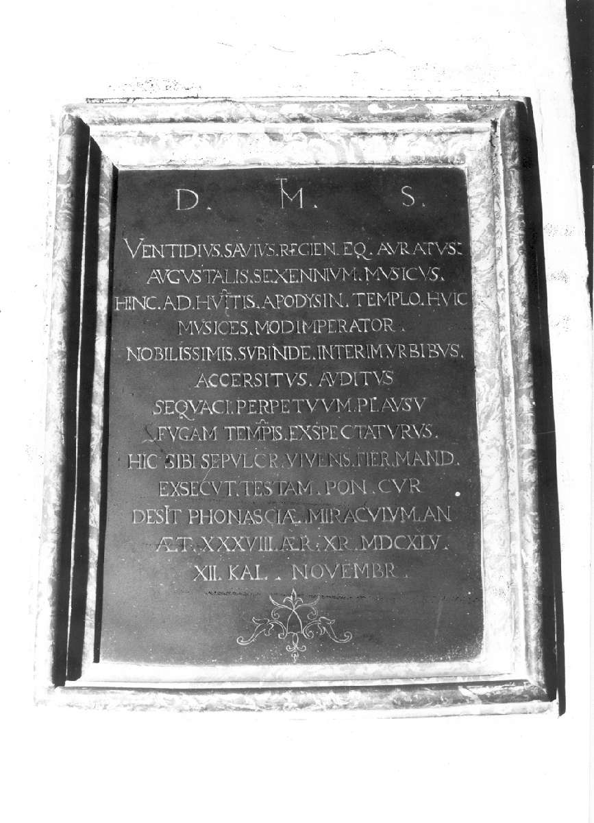 lapide commemorativa - manifattura reggiana (metà sec. XVII)