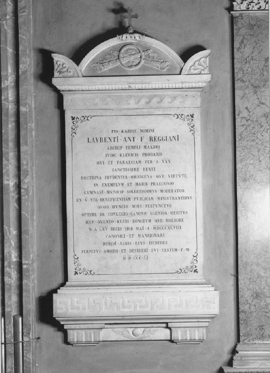 lapide commemorativa - ambito reggiano (sec. XIX)