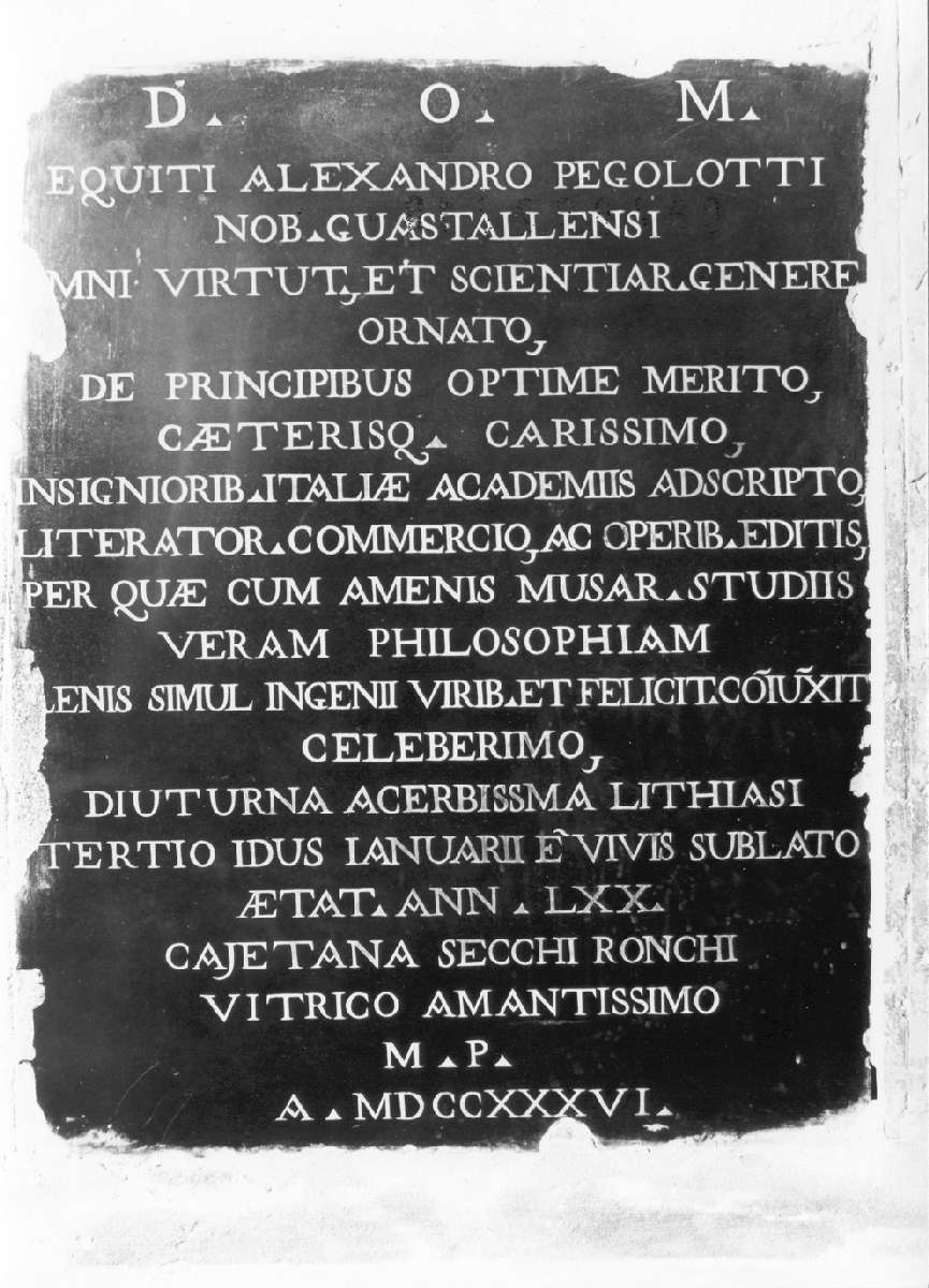 lapide commemorativa - ambito reggiano (sec. XVIII)