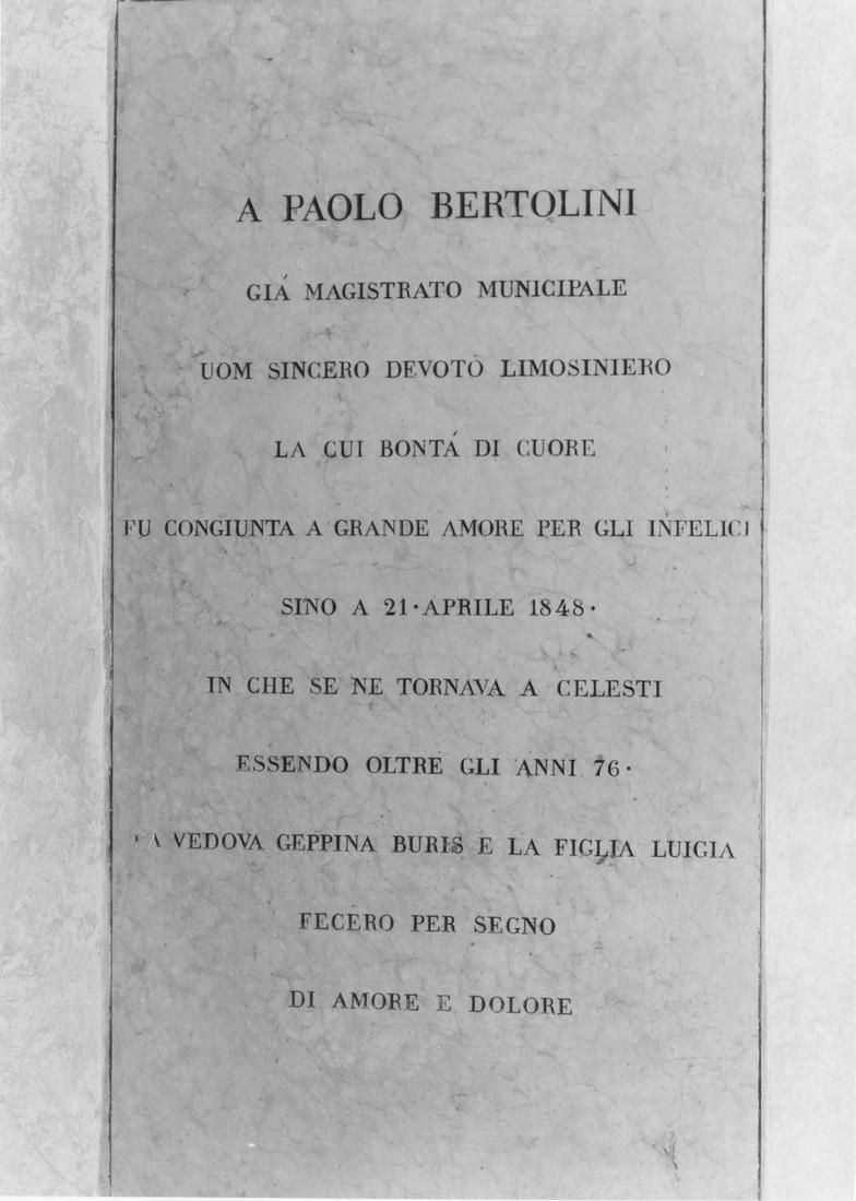 lapide commemorativa - manifattura emiliana (sec. XIX)