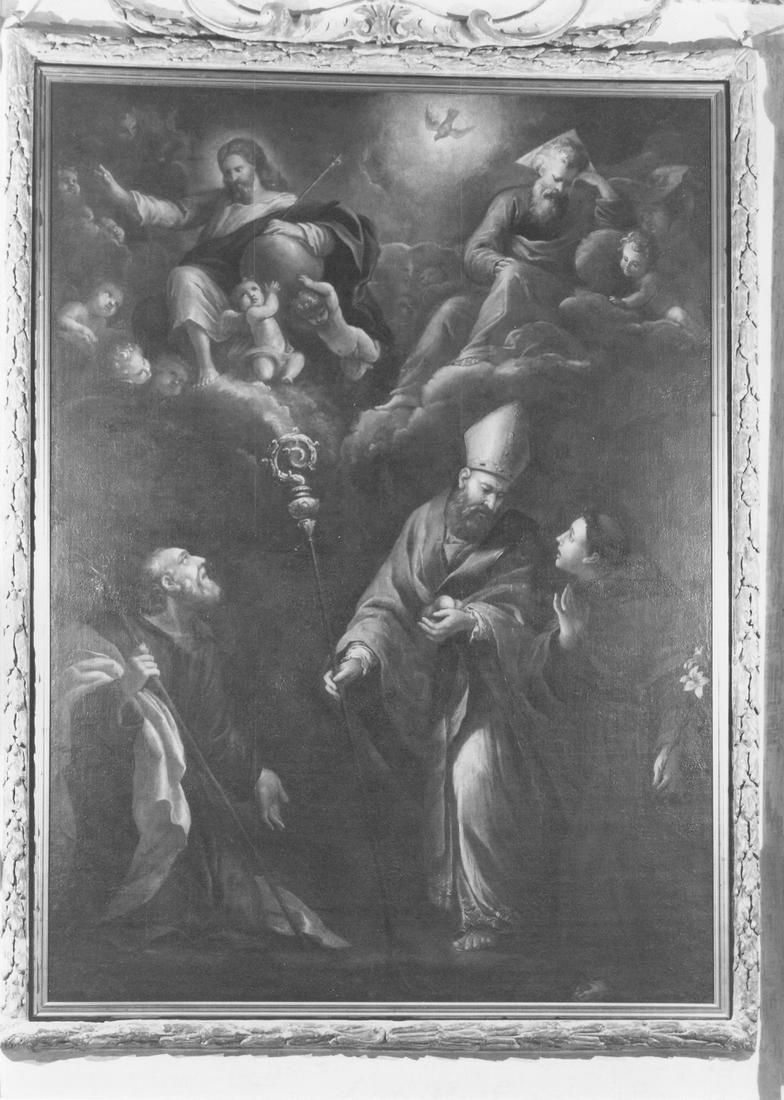 Trinità con San Giuseppe, Sant'Antonio e San Nicola (dipinto) - ambito emiliano (secc. XVII/ XVIII)