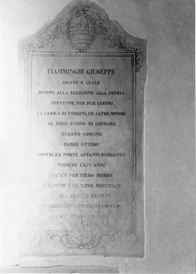 lapide commemorativa - manifattura emiliana (sec. XIX)