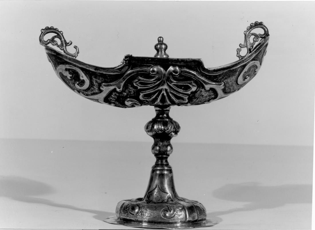 navicella portaincenso, elemento d'insieme - manifattura italiana (seconda metà sec. XIX)