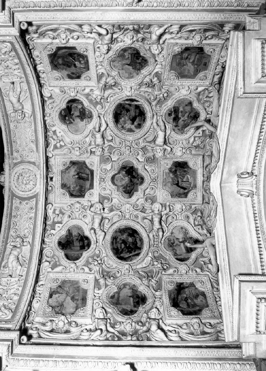 episodi della vita di Sant'Antonio abate e di Sant'Antonio da Padova (decorazione plastico-pittorica, ciclo) di Ferraboschi Martino - ambito emiliano-lombardo (seconda metà sec. XVII)