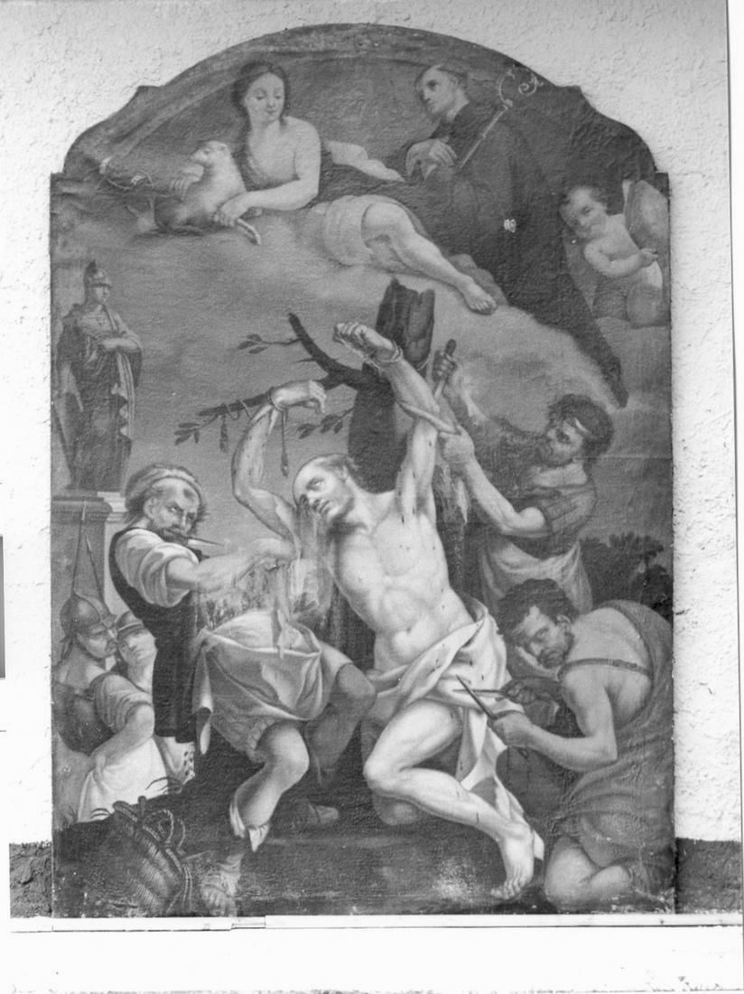 martirio di San Bartolomeo con Sant'Agnese e San Mauro abate (dipinto) - ambito emiliano-lombardo (ultimo quarto sec. XVIII)