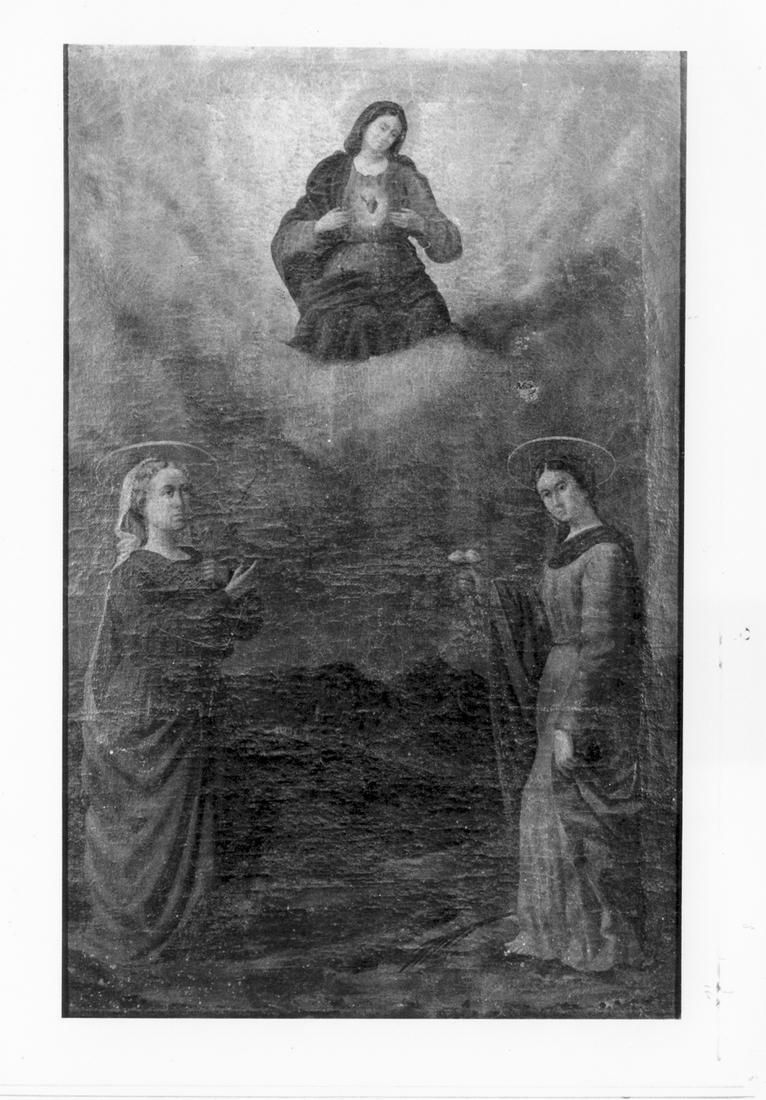 Sacro Cuore di Maria con Santa Apollonia e Sant'Agata (dipinto) di Zatti Carlo (cerchia) (seconda metà sec. XIX)