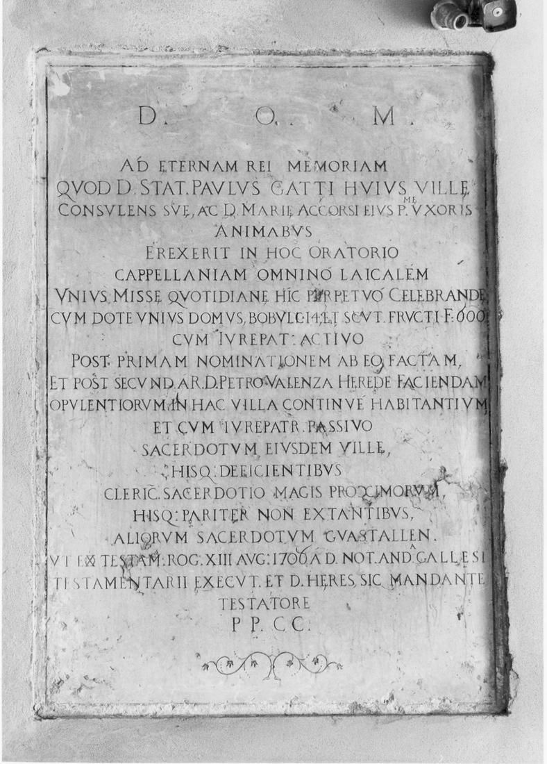 lapide - manifattura emiliana (inizio sec. XVIII)