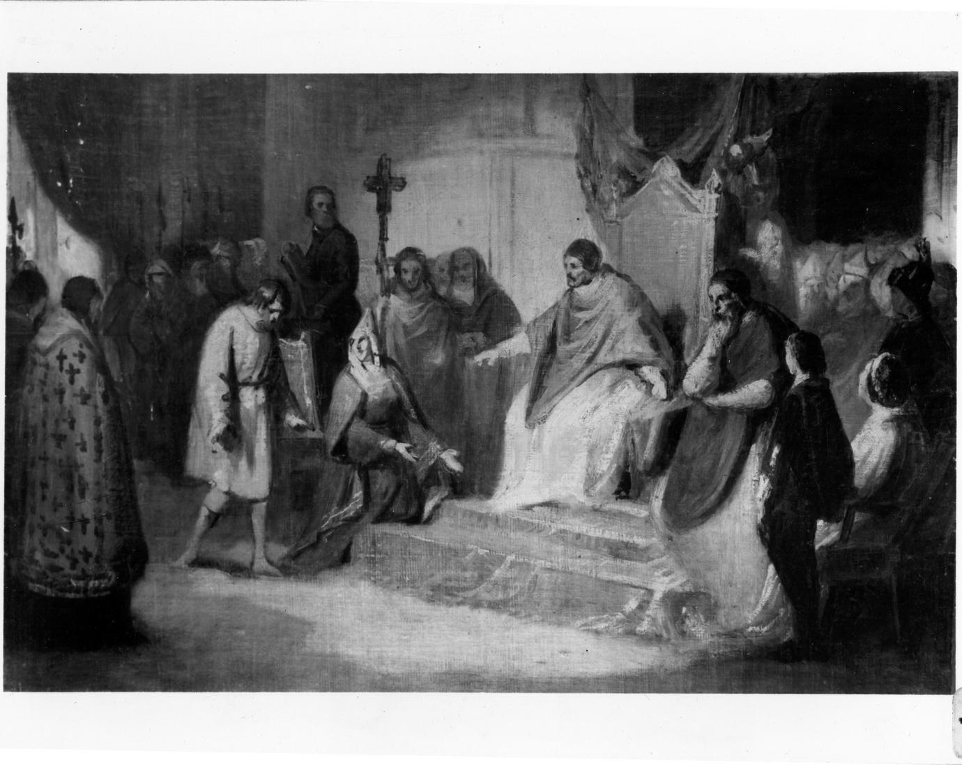 Enrico IV al Castello di Canossa (dipinto) di Malatesta Adeodato (sec. XIX)