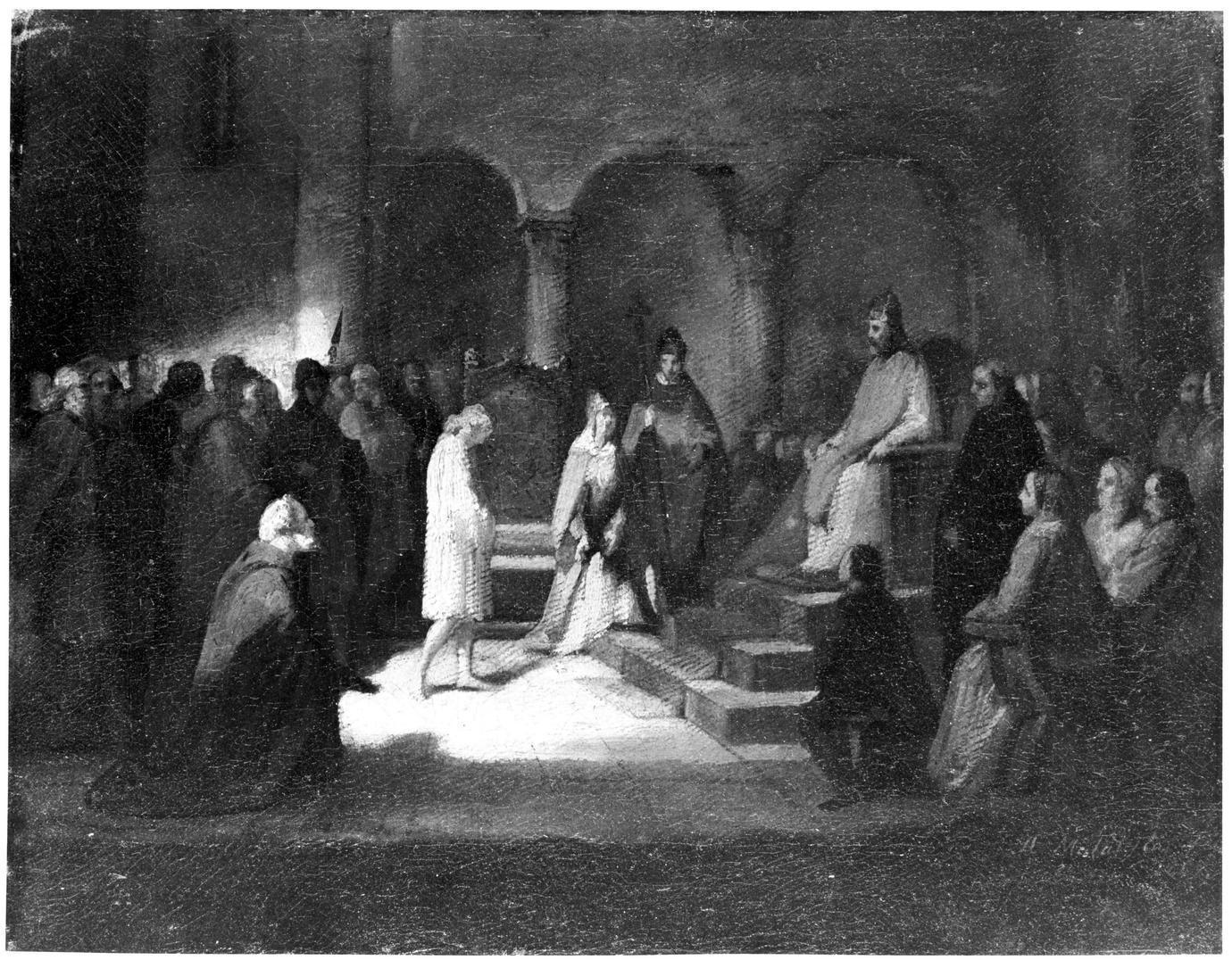 Enrico IV a Canossa (dipinto) di Malatesta Adeodato (sec. XIX)