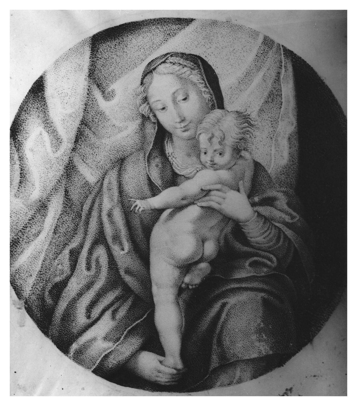 Madonna con Bambino (dipinto) di Bisi Bonaventura detto Padre Pittorino (attribuito) (sec. XVII)