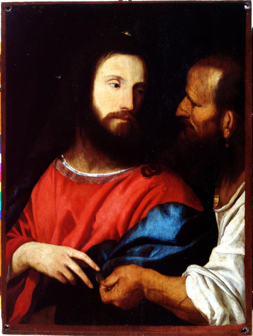 Cristo della moneta (dipinto) di Stringa Francesco (sec. XVII)