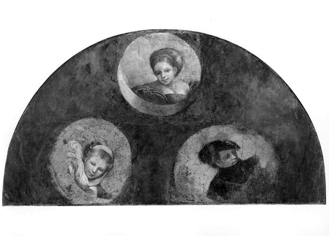 tre ritratti fra le nubi (dipinto) di Dell'Abate Niccolò (sec. XVI)