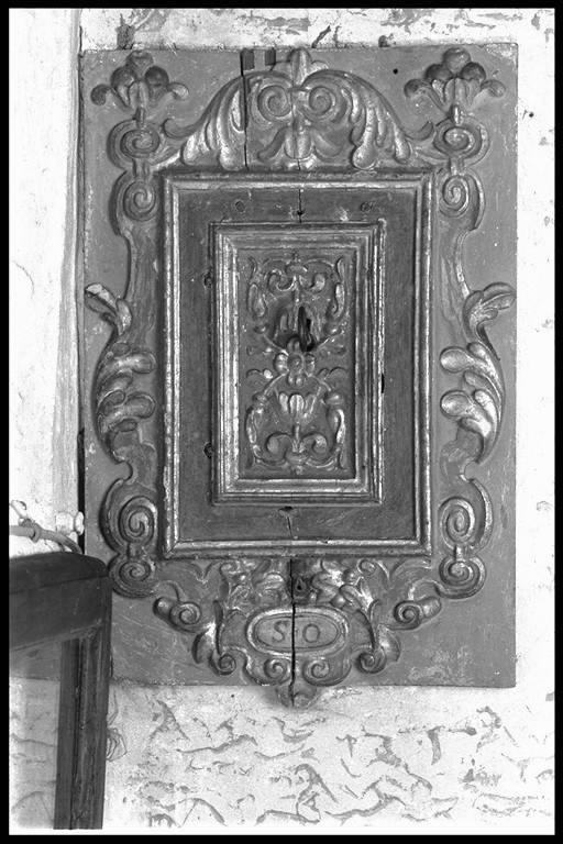 anta di armadietto per oli santi - manifattura modenese-reggiana (secc. XVII/ XVIII)