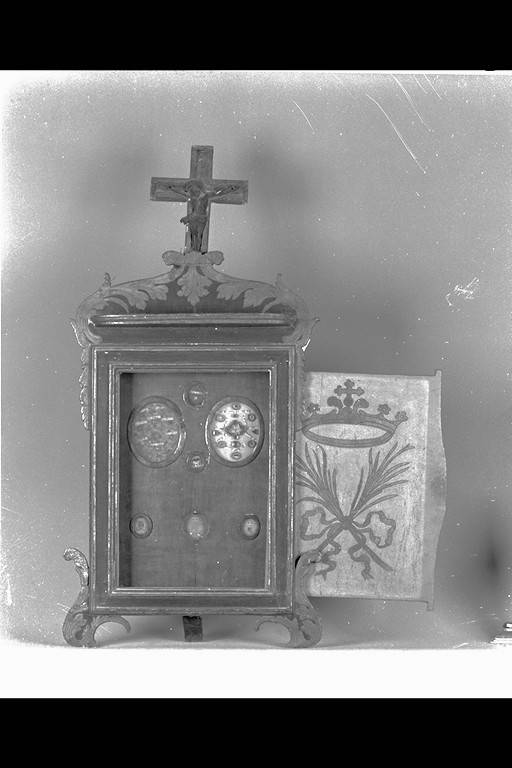 reliquiario - a tabella - manifattura emiliana (fine/inizio secc. XVIII/ XIX)