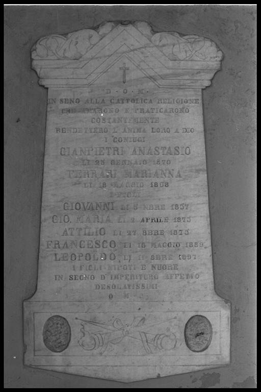 lapide tombale - produzione emiliana (seconda metà sec. XIX)