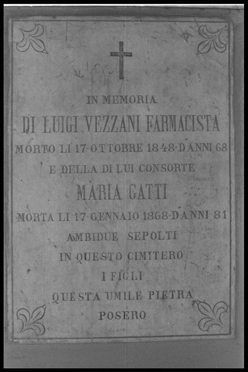 lapide tombale - produzione emiliana (sec. XIX)