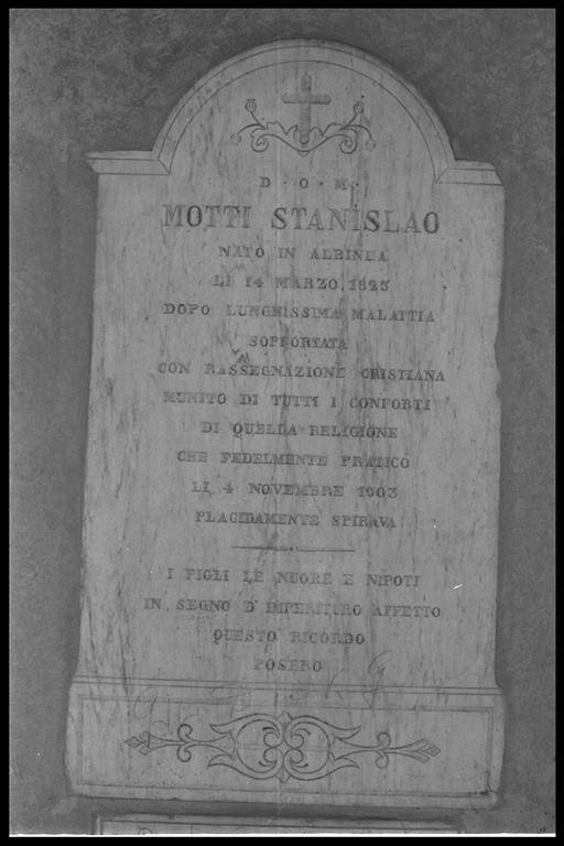 lapide tombale - produzione emiliana (sec. XX)