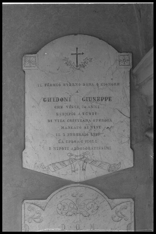 lapide tombale - produzione emiliana (sec. XX)