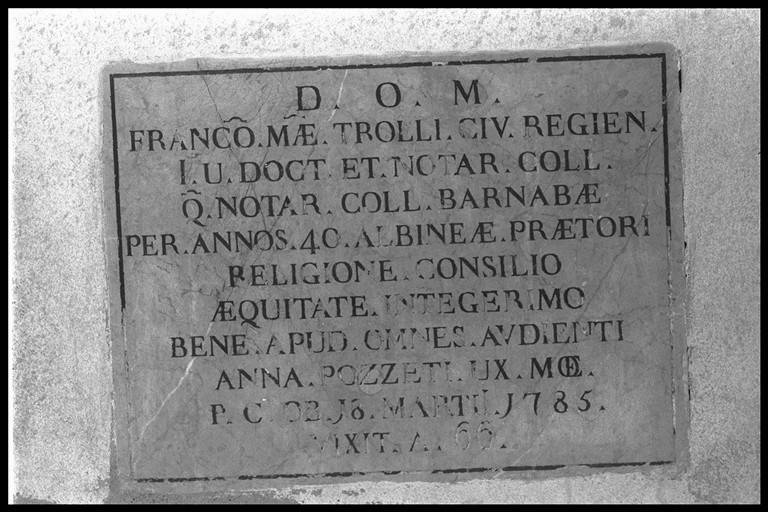 lapide tombale - manifattura reggiana (sec. XVIII)