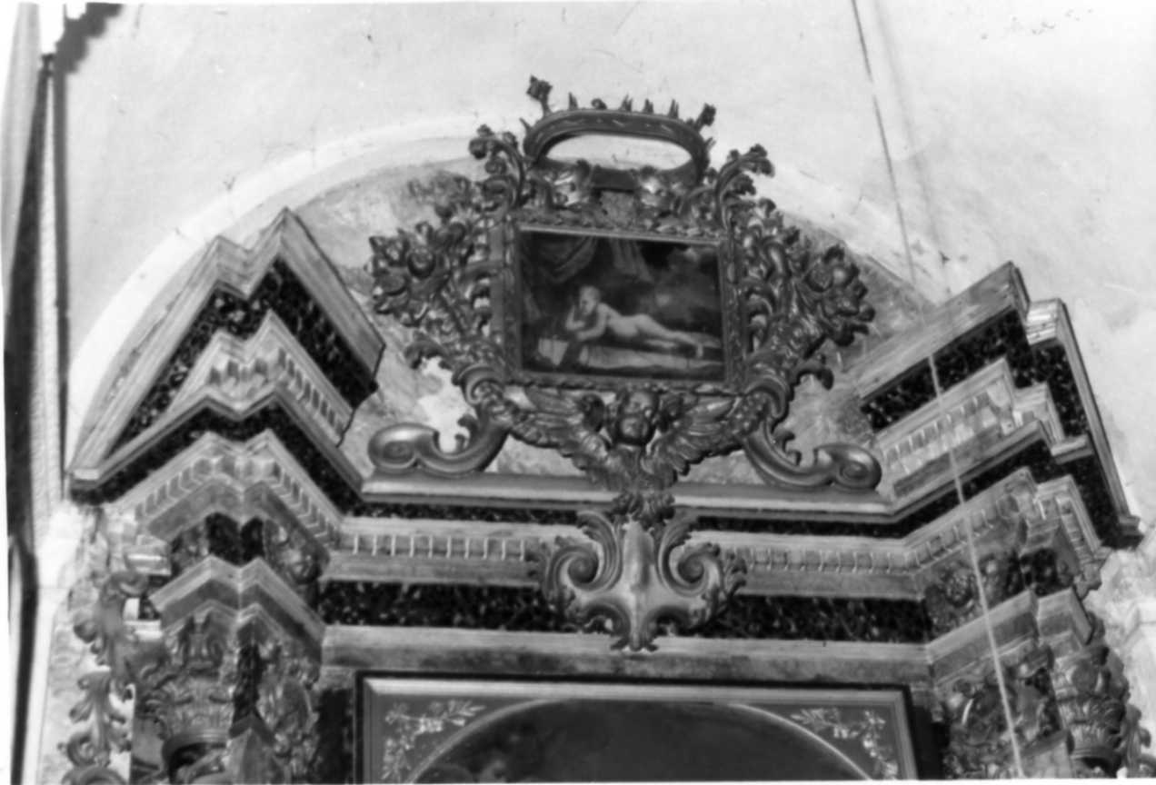 cherubini e motivi decorativi a volute (cornice di dipinto) - bottega emiliana (seconda metà sec. XVII)