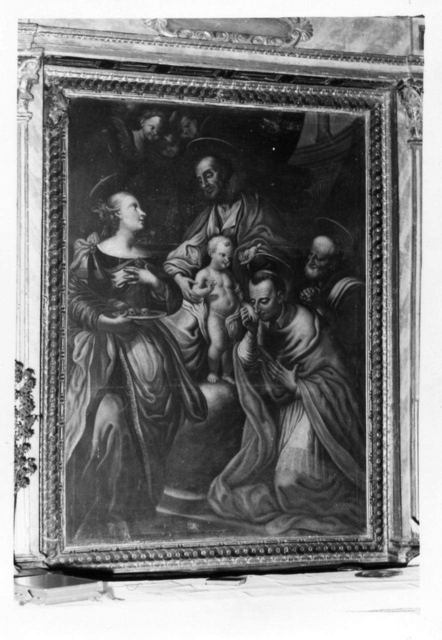 San Giuseppe e Gesù Bambino e Santi (dipinto) - ambito emiliano (fine sec. XVII)