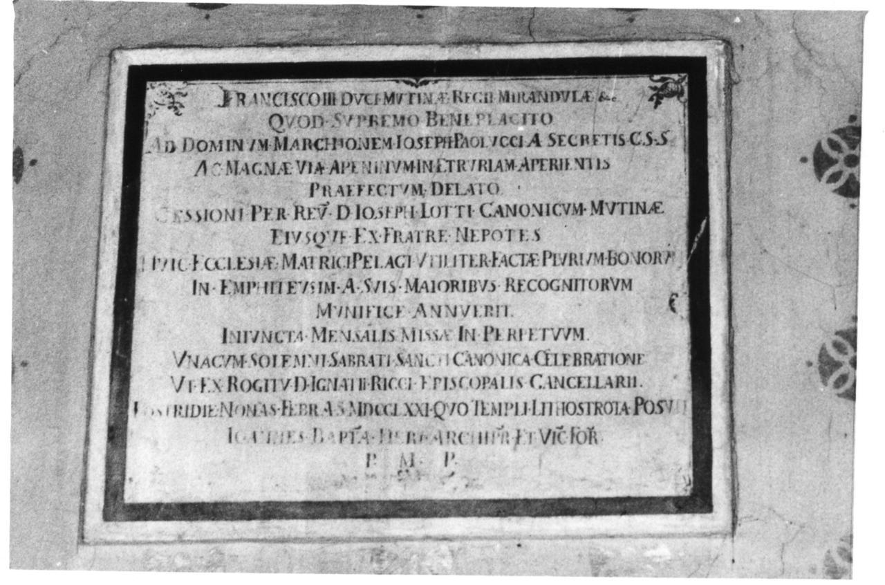 lapide commemorativa - bottega modenese (sec. XVIII)