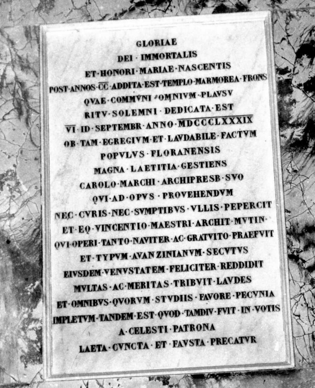 lapide documentaria - bottega modenese (seconda metà sec. XIX)