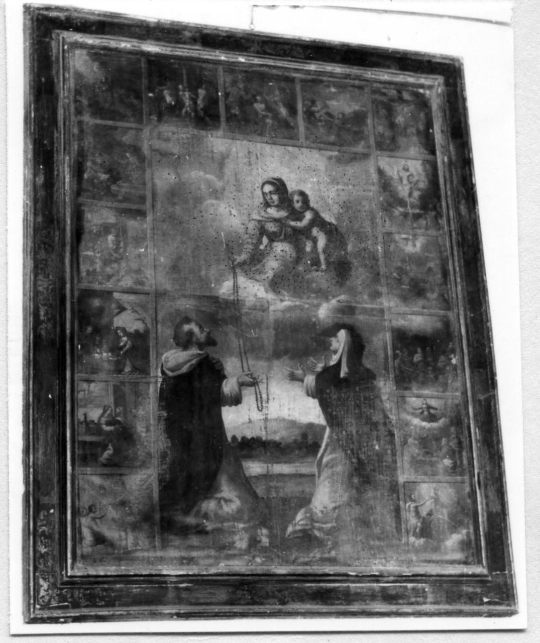 Madonna del Rosario con Santi domenicani e misteri del rosario (dipinto) - ambito modenese (metà sec. XVII)