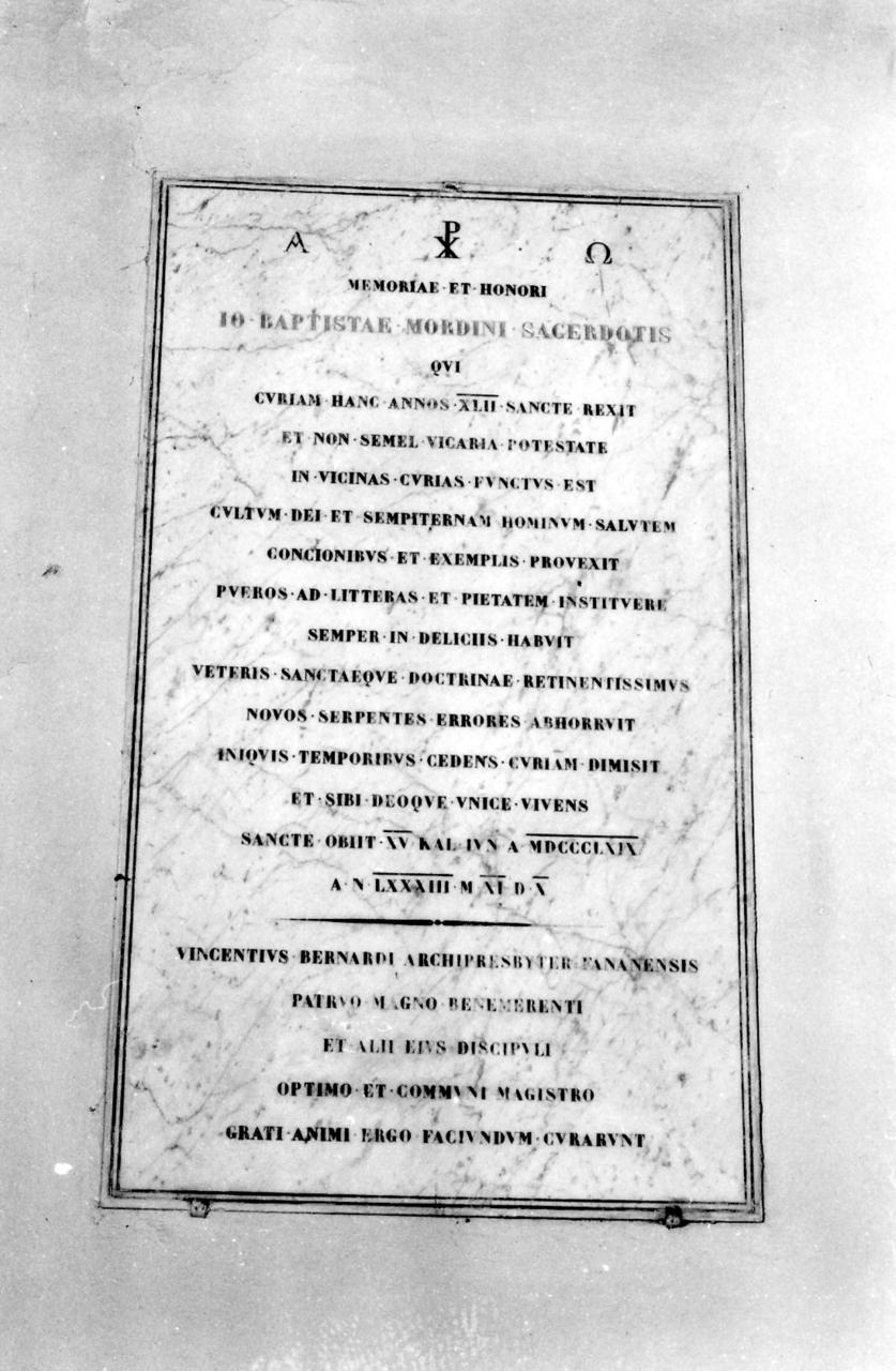 lapide tombale - bottega modenese (sec. XIX)