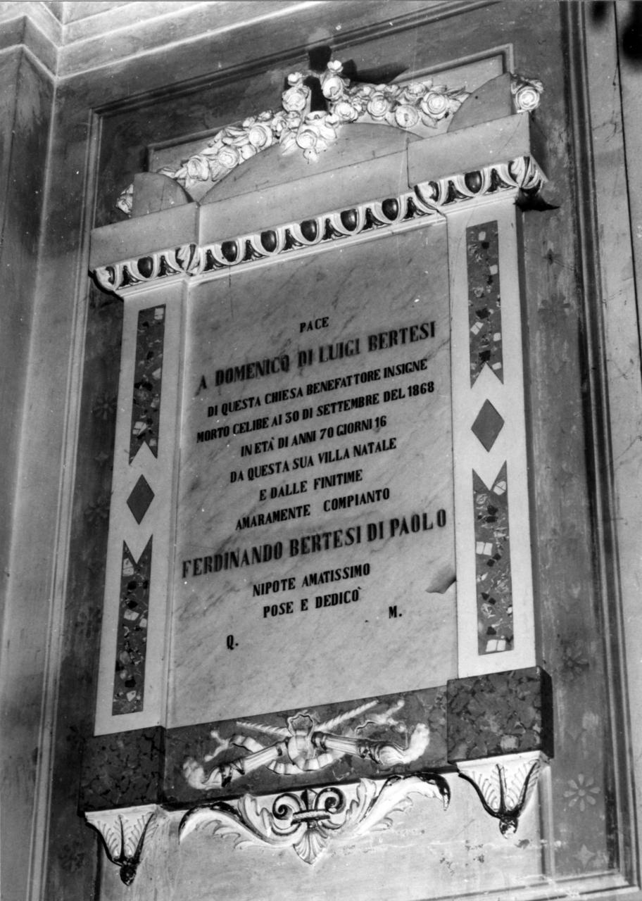 lapide commemorativa di Diacci Stefano (seconda metà sec. XIX)