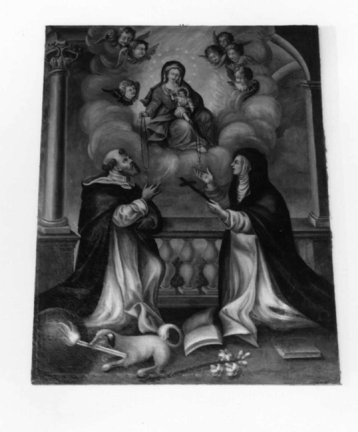 Madonna del Rosario con Bambino, San Domenico e Santa Caterina (dipinto) - ambito emiliano (seconda metà sec. XVIII)