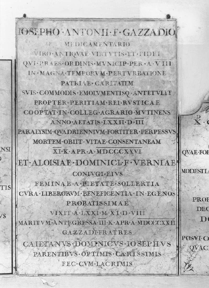 lapide commemorativa - manifattura sassolese (sec. XIX)
