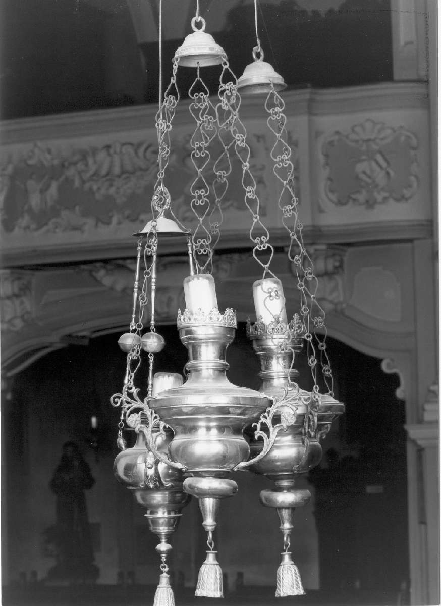 lampada pensile, serie - produzione emiliana (fine/inizio secc. XIX/ XX)