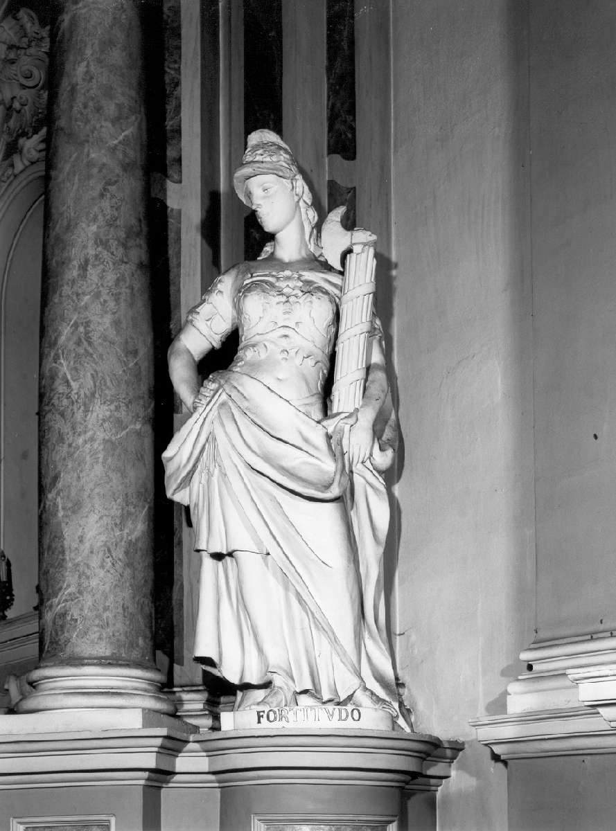 allegoria della Fortezza (statua, elemento d'insieme) di Schiassi Antonio (bottega) (sec. XVIII)