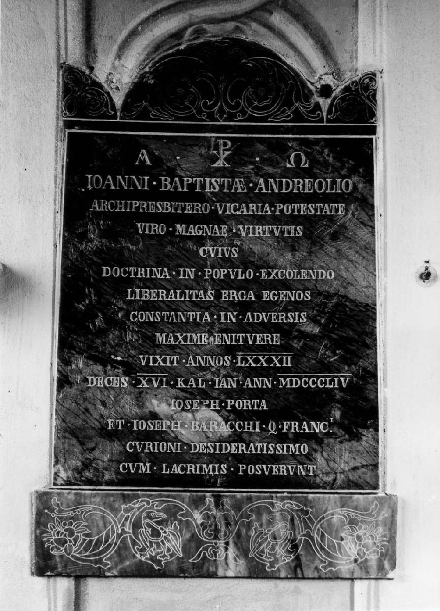 lapide tombale - manifattura reggiana (sec. XIX)