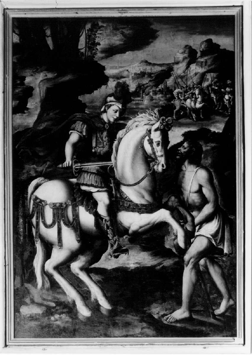 San Martino dona parte del mantello al povero (dipinto) - ambito reggiano (seconda metà sec. XVI)