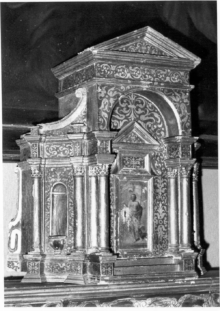 tabernacolo - a tempietto - manifattura reggiana (fine/inizio secc. XVI/ XVII)