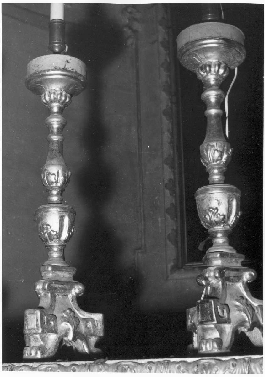 candeliere d'altare, serie - manifattura emiliana (primo quarto sec. XIX)