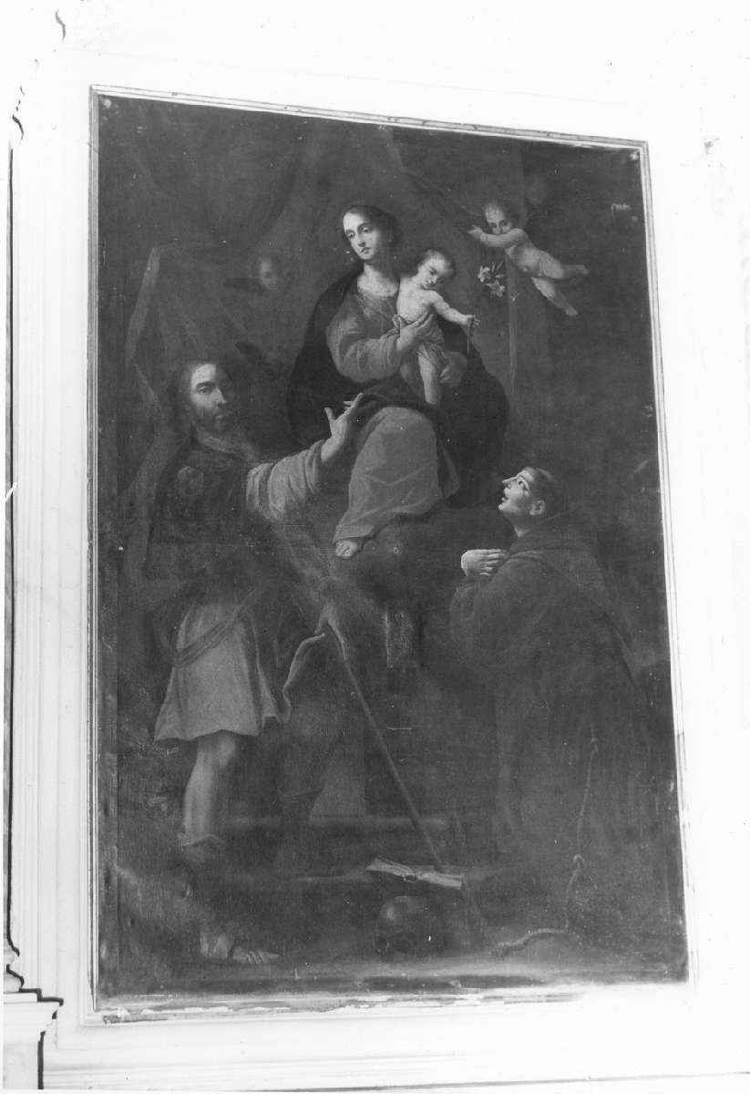 Madonna con Bambino in trono con San Rocco e Sant'Antonio da Padova (dipinto) - ambito emiliano (prima metà sec. XVIII)